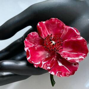 Vintage Original by Robert Enamel Red Poppy Floral Brooch